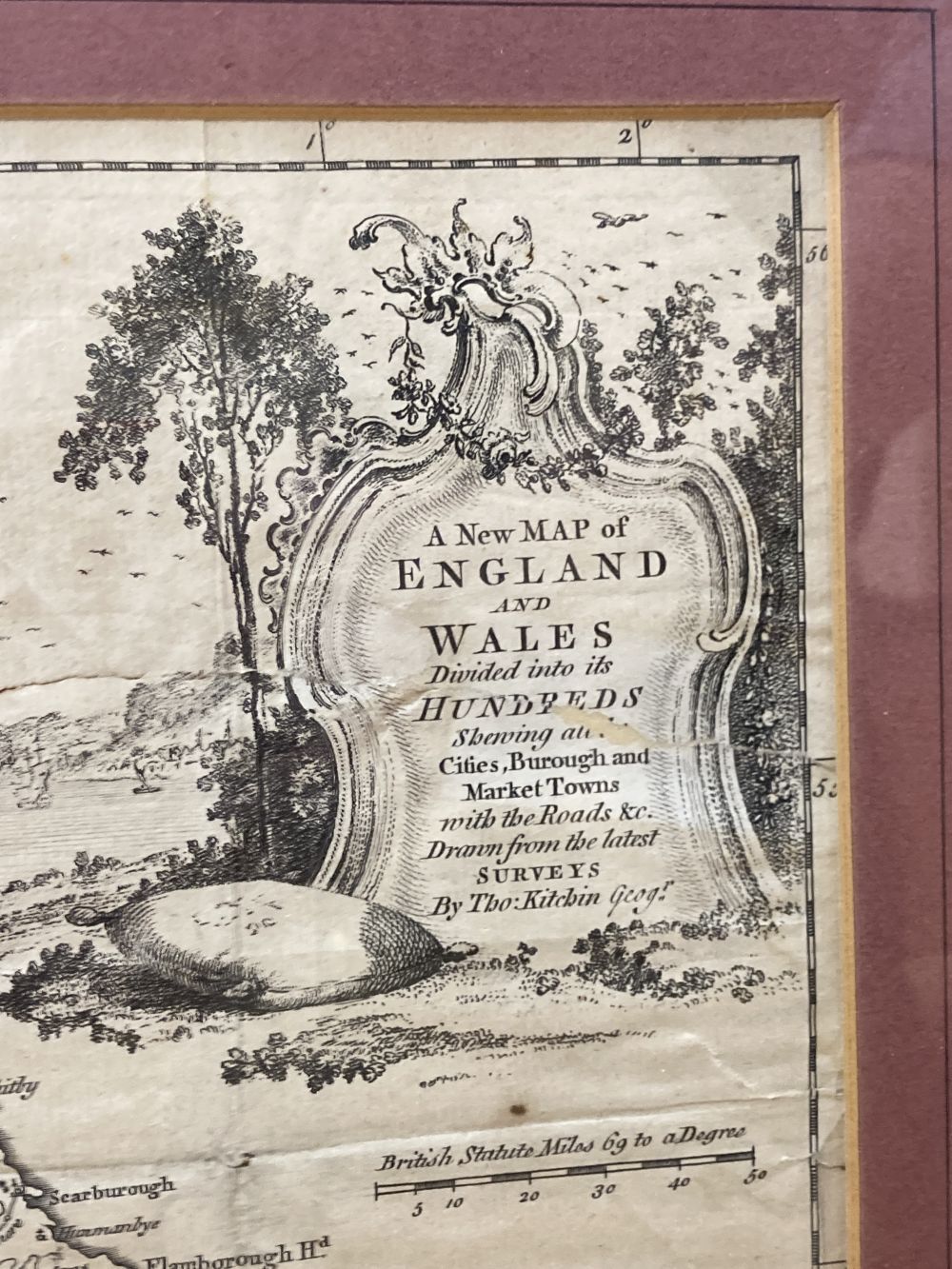 Thomas Kitchin, an uncoloured late 18th century map of England and Wales, 48 x 39cm